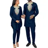 Ethnic Clothing Fashion African Clothes For Couples Dashiki Kaftan Men Top Shirts And Pants Sets Match Women Outfits Bazin Riche Lover