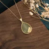 Anhänger Stil Elegant Eine Jade Anhänger Halskette Lotus Wasser Tropfen Geformt Geschenk Für Frauen Luxus Schmuck Großhandel