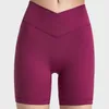 Lu-88 shorts de ioga feminina com cintura cruzada e sem linhas estranhas para exercícios de alta elasticidade de alta evasão