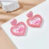 Dangle Earrings Acrylic Pink Heart For Women Bulk Letter Glitter Y2K Pendant Luxury Jewelry 2024 Party Accessories