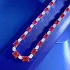 PANSYSEN Vintage Solid Silver 925 Ruby Emerald High Carbon Diamond Gemstone Chain Tennis Necklace Party Fine Jewelry Wholesale 240305