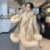 2023 Nieuwe Koreaanse Versie Imitatie Vos Cape Bont Voor Vrouwen Met Chinese Nail Bead Tang Stijl Haining Jas In winter 112263