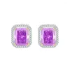 Boucles d'oreilles magnifiques 6 8mm vert violet jaune bleu diamant à haute teneur en carbone pour femmes S925 argent original piercing bijoux de luxe