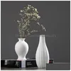 Vase New Ceramic Handicraft White Vase Modern Simple Porcelainリビングルーム装飾ホーム家具クラフト210409ドロップデリバリーDHHZ5
