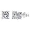 High Quality Premium Moissanite Inlaid Square Main Stone Sugar S925 Sterling Silver Diamond Earrings for Women