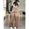 Jeans Streetwear Vintage Jeans High Waisted Brown Y2k Fashion Printing Raw Edge Trouser For Womens Summer Korean Style Denim Long Pant