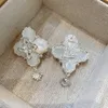 Boucles d'oreilles en laiton blanc, coquille naturelle, fleur, bijoux pour femmes, Punk, robe de soirée, spectacle en T, piste coréenne et japonaise INS