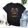 T-Shirts Maestra Professeur Bilingue Maestra Cadeau Manches Courtes Top T-Shirts O Cou Streetwear Mode 100% Coton goth Harajuku Livraison Directe