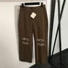 Pantalones de traje con patrón bordado para mujer, pantalón de pierna ancha de alto grado, pantalones casuales de moda