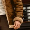 Moda męska kurtka polarowa obróć futrzana grube płaszcze gęstość ciepłej skórzanej marki męską zimową wietrznę uliczną 240229