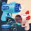 Giochi con la sabbia Divertimento in acqua 12 fori Pistola a bolle Giocattolo Macchina elettrica per bolle di sapone per bambini con luce a LED Giochi da esterno Giocattoli Regali di compleanno per feste di nozze