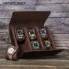 Boîtes à montres en cuir, organisateur pour hommes, sac de rangement de voyage, montres de luxe, étui d'emballage, cercueil Portable rétro affichage 6 Slo