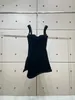 Casual Dresses Black High Quality Velvet Sexig ärmlös Invisible Back dragkedja Stängning Kvinnor miniklänning