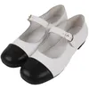 Stylesoft äkta 491 Japan Japan Japanesean Black Leather Casual Shoes and White Ing Mary Jane Women's Flat Bottomed Ballet 174