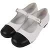 Zwart Japans Koreaans 491 Leer Stylesoft Casual Echte Schoenen en Witte Ing Mary Jane Dames Ballet met Platte Bodem 224