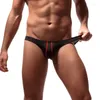 Mutande Slip da uomo Senza cuciture Seta di ghiaccio A righe Vita bassa Intimo gay Tanga Sexy Bugle Pouch Bikini Micro Maschio Cueca Plus Size