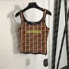 F Letter Gebreide T-shirts Designer Vest Womens Cropped Tank Top Mouwloze Knits Tees Fashion Klassieke Trui