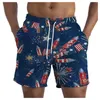 Men's Shorts Independence Day Print Loose-Fit Straight-Leg Beach Quick Dry Fashion Printed Surfing Swim Trunks Summersuits 2024