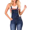 Jeans Womens Plus Size High Waist Skinny Bib Overalls Jeans Adjustable Gradient Long Pants Destroyed Holes Cuffed Suspender Jumpsuit