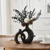 2 pezzi Vaso di fiori Accessori per la decorazione della casa Vaso in ceramica per fiori secchi Ornamenti per la tavola interni Vaso decorativo in porcellana 240229