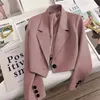 Wptcxh biuro przycięte blezery Spring Women Street Street Long Sandyve Kurtka Załącznia Zimowa moda Blazer Wszechstronna 240305