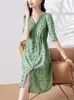 Party Dresses Summer Casual Elegant Beach Midi Silk Dress 2024 Green Dot Boho Tunics Women Clothing V-Neck For Womens Prom