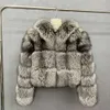 Haining True Wear Strip Stripe Women's Winter Winter New Fur Skin Skin and Hair Coated Black Fox Coat 422688