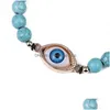 Chain Turquoise Eye Charm Bracelet Buddha Adjustable Stone Beaded Bracelets Wristband For Women Fashion Jewelry Drop Delivery Jewelry Dhxez