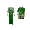 Feestjurken 2024 Zomer Samoa Puletasi Tatau Patroon Maxi Jurk Half Mouw Top Rok Pak Korte Heren Shirt