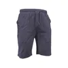 Men's Shorts Retro Mens Cotton Linen Summer Drawstring Elastic Waist Straight Knee Length Short Pants Comfort Breath Beach Trousers