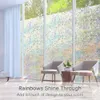 Window Privacy Film Static Clings Vinyl 3D Decals Stickers Rainbow for Glass Door Heat Control Anti UV 240306