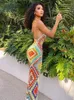Sifreyr El Yapımı Tığ Örgütlü Maksi Elbise Kadınlar Yaz Yuları Arka Plaj Giyim Sundress Bohem Çok Renkli Gelinlik 240304