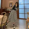 Dress Plaid Dress Women Allmatch Spring Fall Sweet Teen Girls Bow Stylish Tunic Popular Elegant Party Casual Checkerboard Vintage Ins