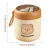 Dinnerware Stainless Steel Soup Cup With Foldable Spoon Handle Cute Bear Leakproof Container Kitchen Tableware For Office Outdoors