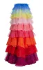 Gonna Abito da ballo in tulle arcobaleno Gonna da festa in chiffon a strati Aline Abiti lunghi da donna con volant Gonne colorate ed eleganti per eventi Ever Pretty