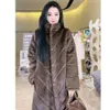 Haining 2023 Winter New Thickened Over Knee Mink Fleece Standing Collar Women's Fashion Versatile Coat Fur 393950