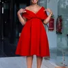 Ethnic Clothing Fashion Women Off Shoulder Draped High Waist Big Swing Knee LengthDress 2024 Club Sexy Party Evening Cocktail Dresses