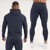 Спортивный костюм Jogger Sports Fiess, хлопковая толстовка с принтом, брюки, комплект из двух предметов, спортивная одежда для бега и бега, спортивная мужская одежда