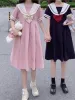 Dress New Sailor Collar Aline Dress Japanese Style Lolita Sweet Bowknot Girl Retro Kawaii Preppy Style Short Sleeve Dress Women 2023