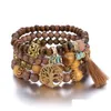 Charm Armband 4st Böhmen Tree of Life Charm Beaded Armband Set For Women Handgjorda träpärlor Kedja Bangle Female Boho Jewelry Dr Dh8kn