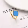 Luxury Ring Clover Rings Designer för kvinnor mode smycken kvinna pläterad 18k guld blå grönt skal diamantring bröllop ringar kinesisk gratis frakt zdw5