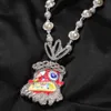 CZ Diamond döşeli 2023 moda mücevher buzlu dışarı hip hop lüks mücevher emaye özel karikatür avata kolye kolye rapçi için