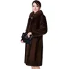Stile lungo intero da donna d'imitazione, nuovo cappotto in pelliccia di visone anziana di mezza età, oversize per dimagrire, casual e caldo 615217