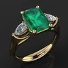 Ювелирные изделия из золота 14 карат, кольцо с зеленым изумрудом для женщин Bague Diamant Bizuteria Anillos De Pure Emerald Gemstone, кольцо из золота 14 карат для женщин 240228