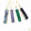 Hänge halsband jln druzy agate long bar rec hänge geode kvarts stenhängen med mässingskedja smycken för män droppleverans jude dh8ng