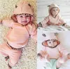 Set di abbigliamento Cute Pink Neonate Vestiti Born Infant Bebek Felpa con cappuccio TopsPantaloni Leopard 2 pezzi Abiti Tuta per bambini Set2775103