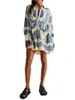 Abiti casual da donna Abito camicia con bottoni Stampa floreale Allentato manica lunga Party Mini per beach cocktail club streetwear