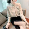 Women's Blouses Long Sleeve Chiffon Blouse Shirt Women Blusas 2024 Mock-neck Office Lady Tops Female S21