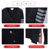 Men's Hoodies Sweatshirts 2023 New TB Cardigan Sweater with Four Bars Korean Wool Slim Fit Coat Mens and Womens Same Bottom Knit