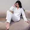 Ropa de dormir para mujer, pijamas de seda sexys para mujer, camisón de regalo para mujer, pantalones para dormir de manga larga para primavera y otoño, traje para casa